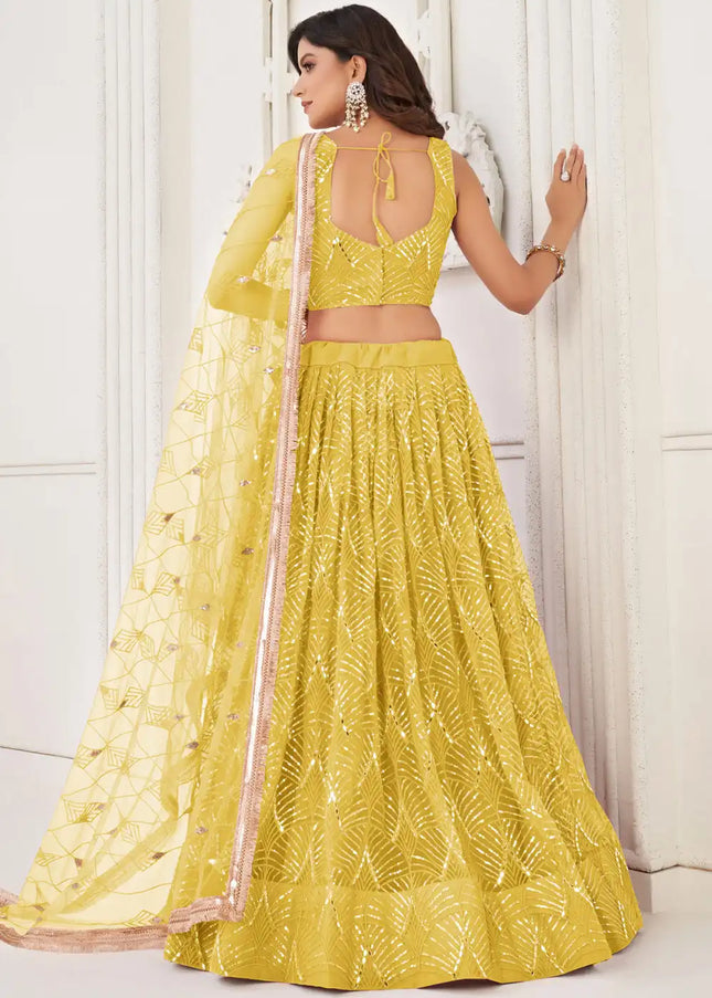 Yellow Embroidered Lehenga Choli