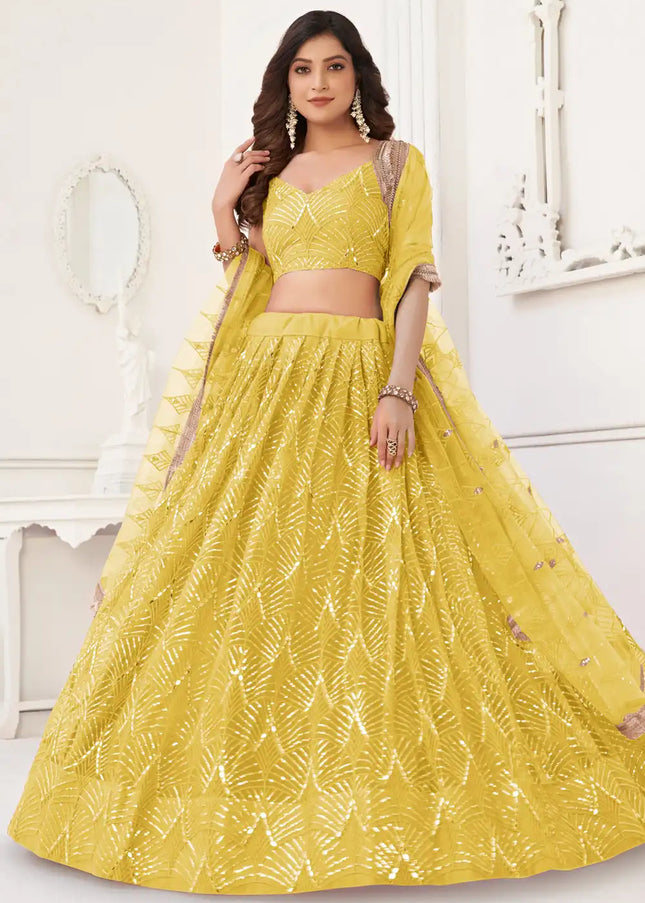 Yellow Embroidered Lehenga Choli