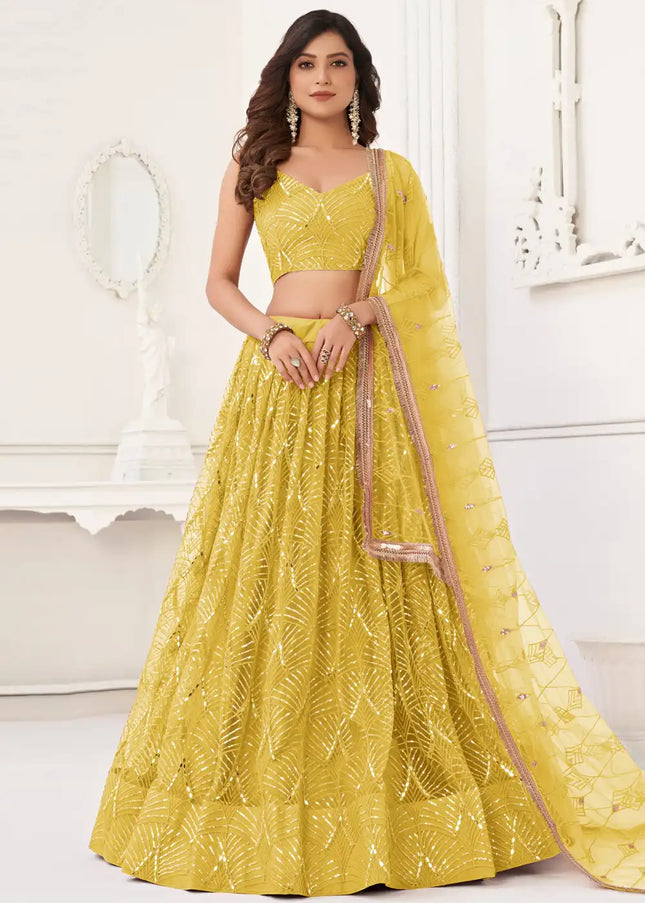 Yellow Embroidered Lehenga Choli