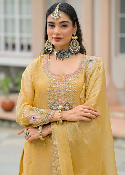 Crush Satin Embroidered Pant Style Suit Series