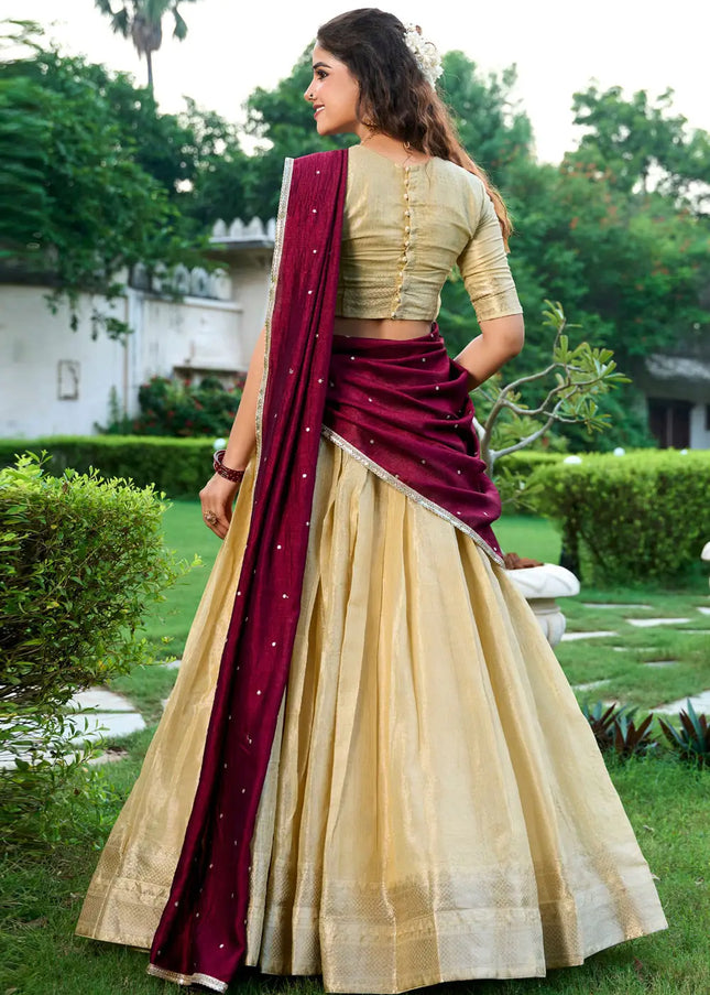 Golden Embroidered Lehenga Choli