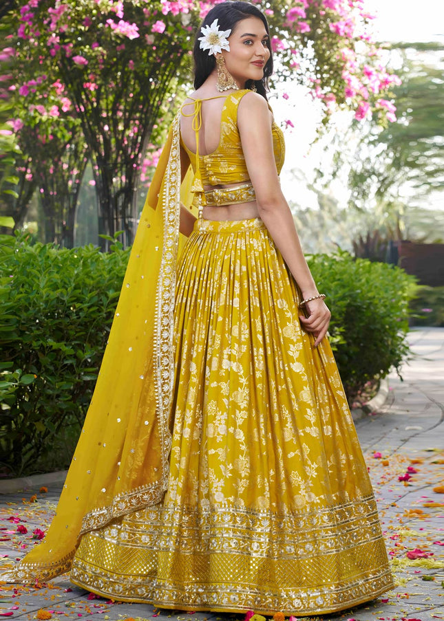 Yellow Embroidered Lehenga Choli