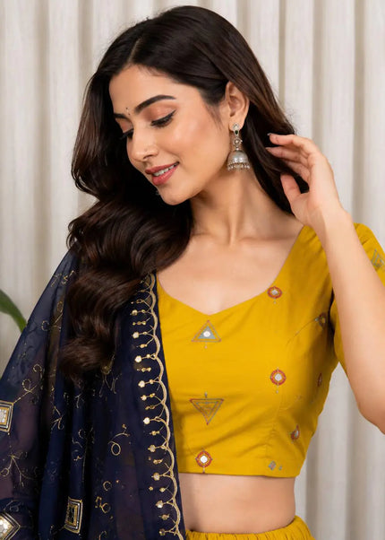 Mustard Yellow Embroidered Lehenga Choli