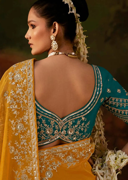 Yellow Embroidered Festive Saree