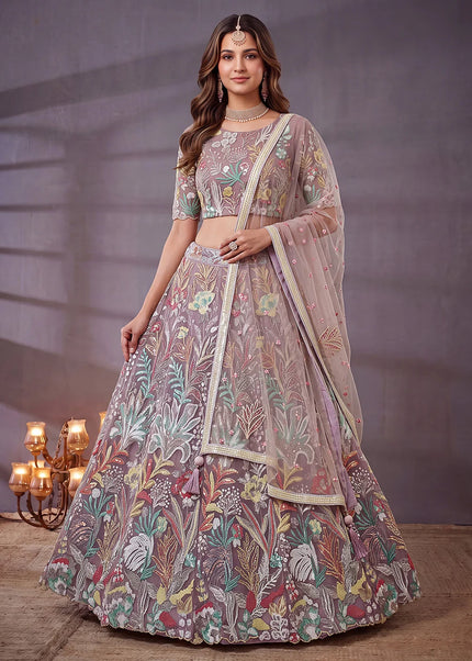 Lavender Embroidered Lehenga Choli