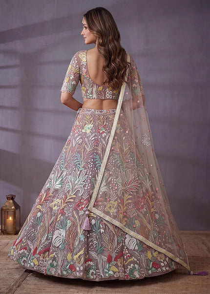 Lavender Embroidered Lehenga Choli