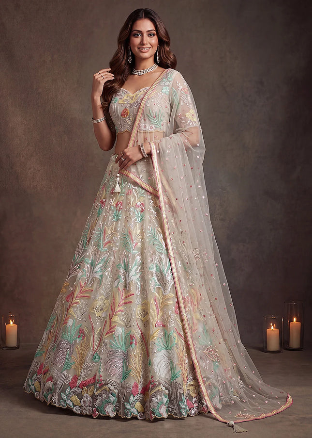 Offwhite Embroidered Lehenga Choli