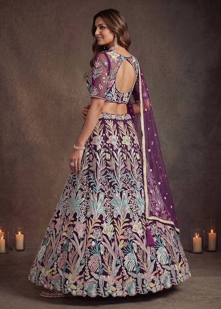 Purple Embroidered Lehenga Choli
