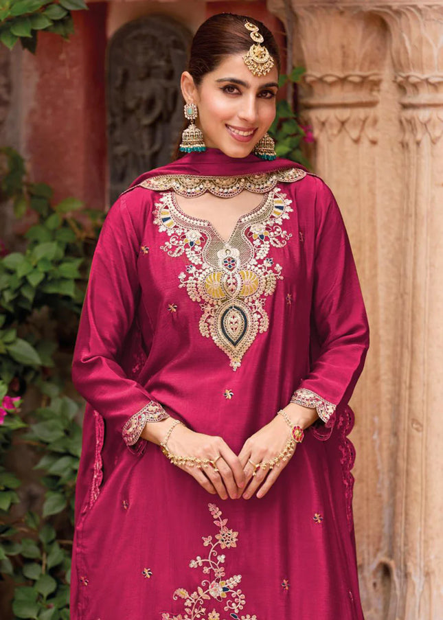 Pink Embroidered Sharara Suit