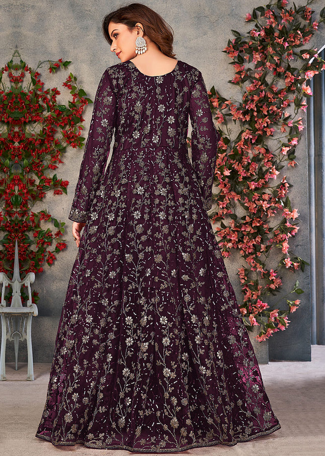 Purple and Gold Embroidered Anarkali