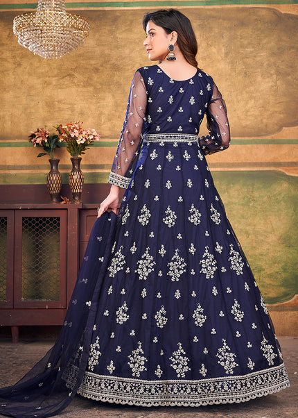 Blue and Gold Embroidered Anarkali