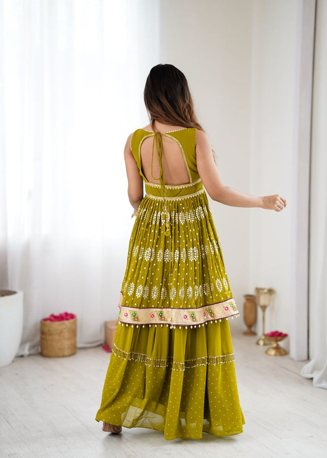 Lime Green Embroidered Lehenga Choli