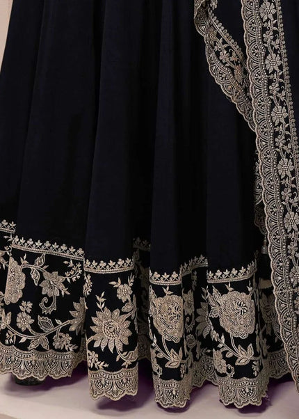 Black Embroidered Anarkali Gown