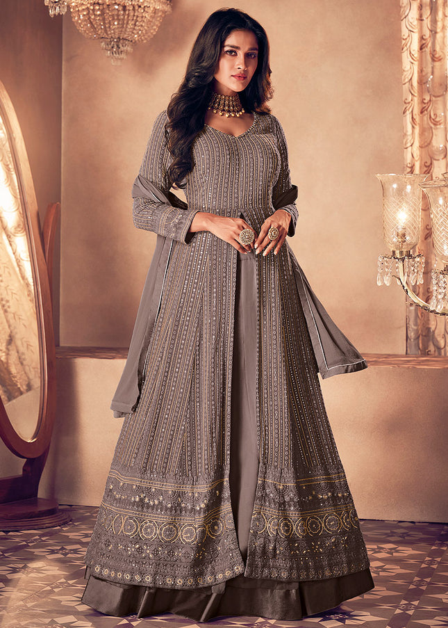 Grey Heavy Embroidered Lehenga Anarkali