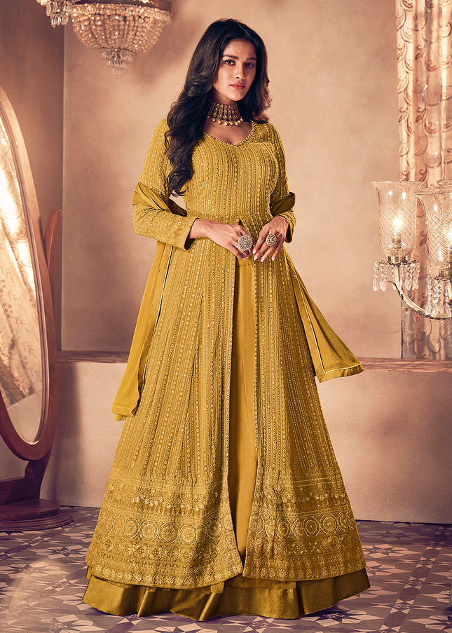 Yellow Heavy Embroidered Lehenga Anarkali