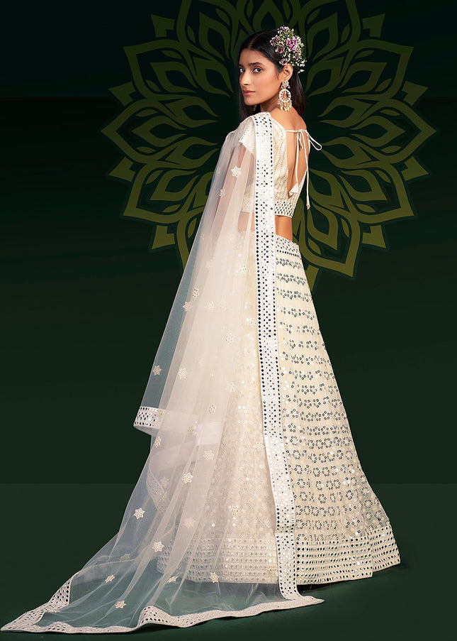 White and Gold Embroidered Lehenga