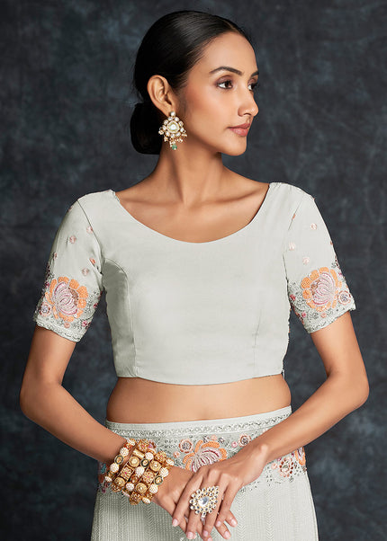 Offwhite Embroidered Saree