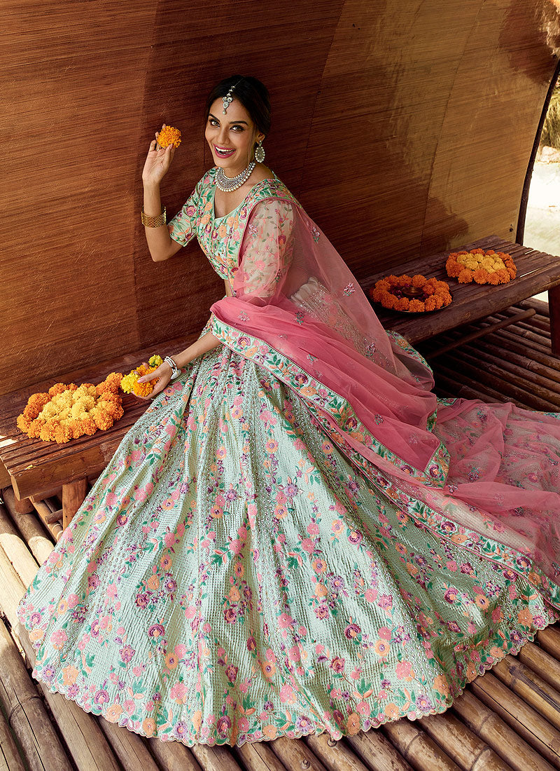 Buy Baby Pink Designer Wedding Wear Lehenga Choli | Wedding Lehenga Choli