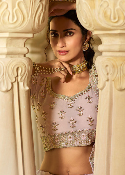 Pink and Gold Embroidered Lehenga