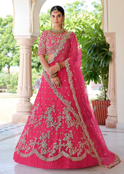 Pink and Gold Embroidered Lehenga