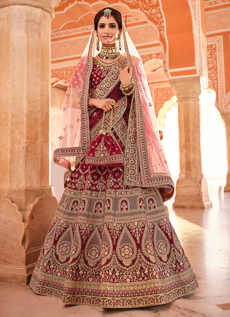 Maroon Golden Work Wedding Lehenga Kurti Suit - Indian Heavy Anarkali  Lehenga Gowns Sharara Sarees Pakistani Dresses in USA/UK/Canada/UAE -  IndiaBoulevard