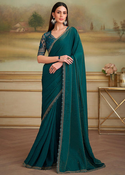 Green Embroidered Saree