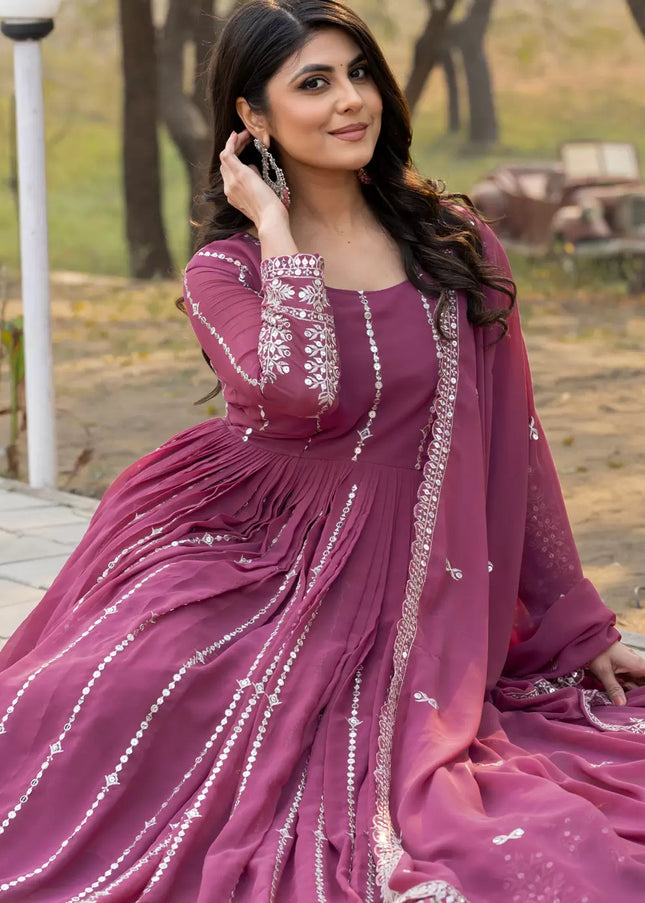 Pink Embroidered Anarkali Gown