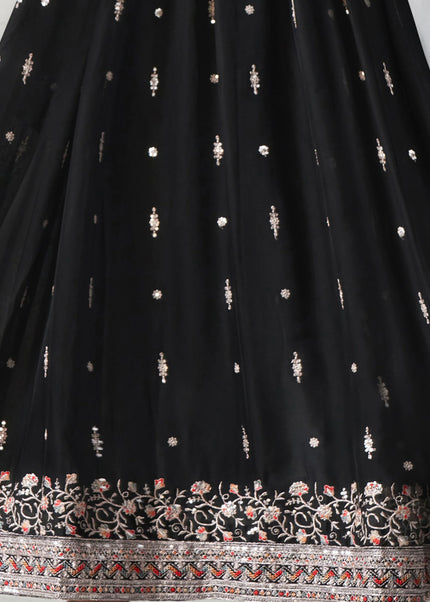 Black Embroidered Anarkali Gown