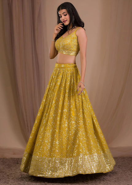 Yellow Embroidered Lehenga Choli