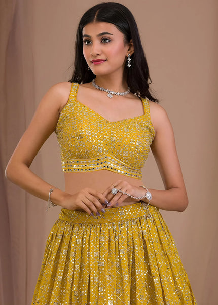 Yellow Embroidered Lehenga Choli