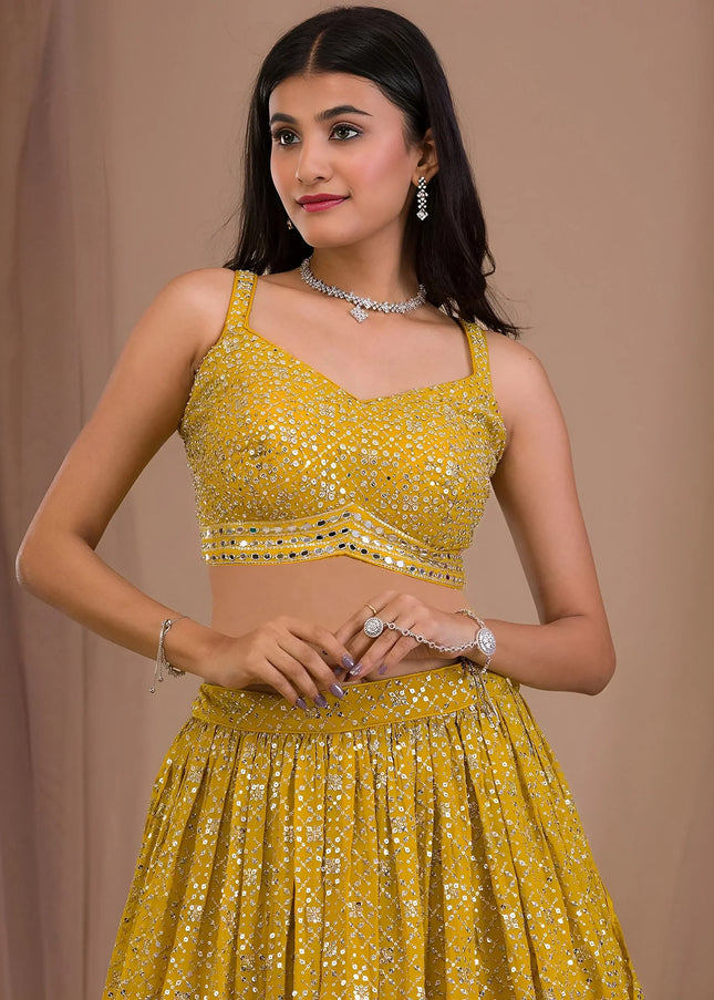 Yellow Embroidered Lehenga Choli