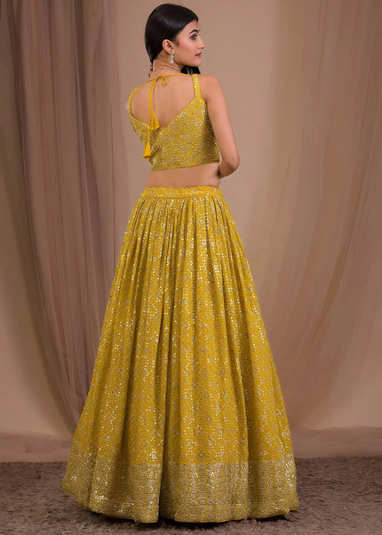 Yellow Embroidered Lehenga Choli