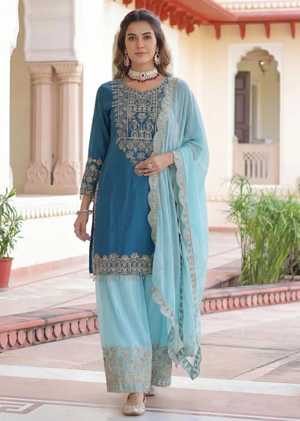Chinnon Silk Embroidered Palazzo Suit Series
