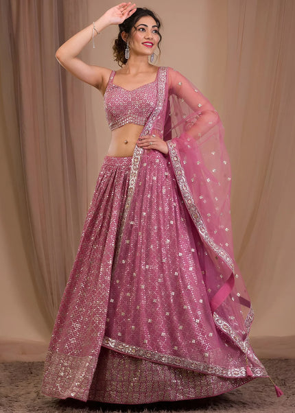 Pink Embroidered Lehenga Choli
