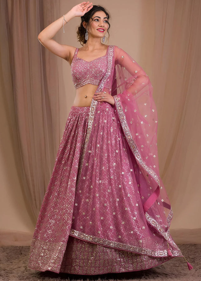 Pink Embroidered Lehenga Choli