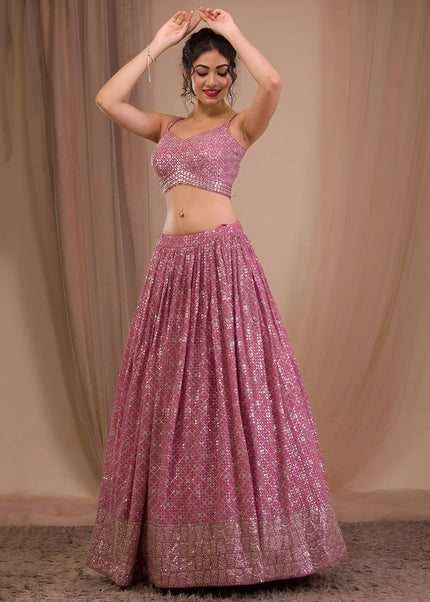 Pink Embroidered Lehenga Choli