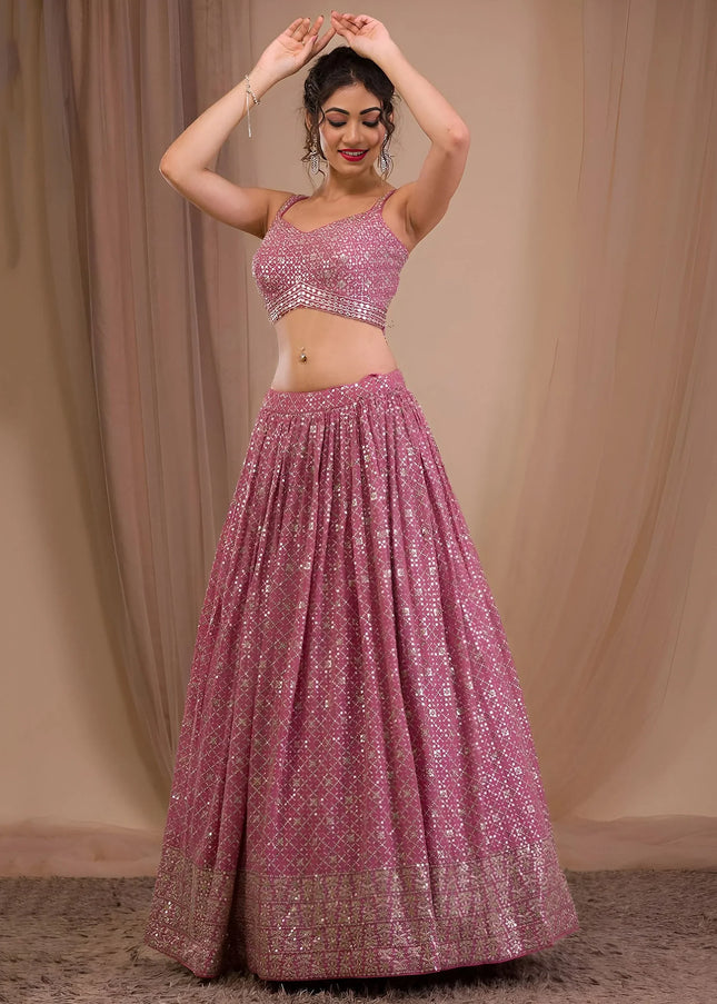 Pink Embroidered Lehenga Choli