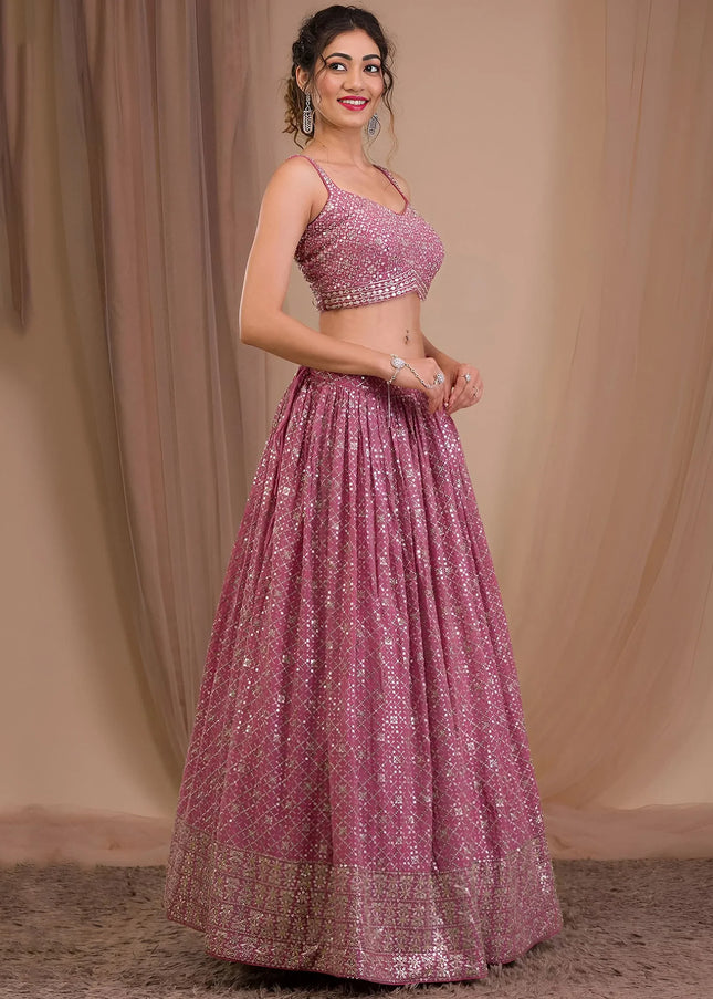 Pink Embroidered Lehenga Choli