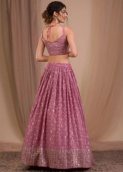 Pink Embroidered Lehenga Choli