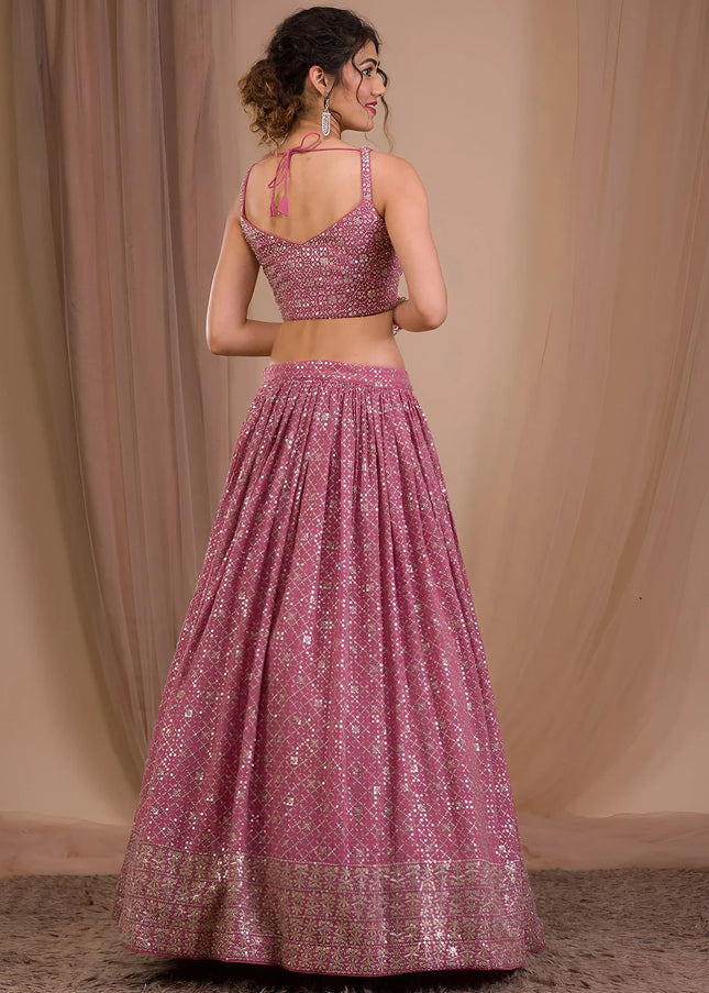 Pink Embroidered Lehenga Choli