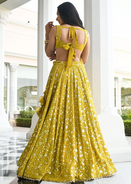 Mustard Yellow Embroidered Lehenga Choli