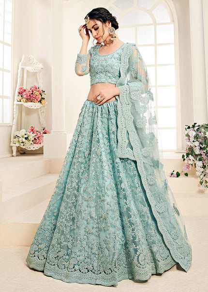 Mint Green Heavy Embroidered Lehenga