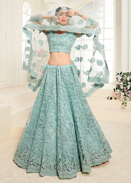 Mint Green Heavy Embroidered Lehenga