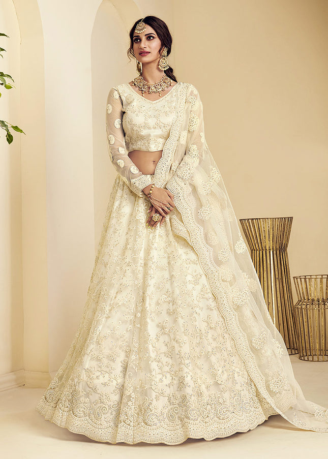 Offwhite Heavy Embroidered Lehenga