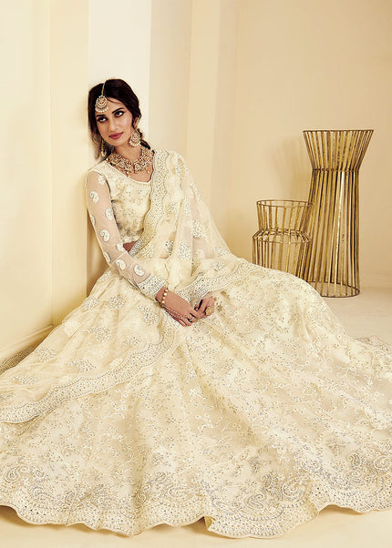 Offwhite Heavy Embroidered Lehenga