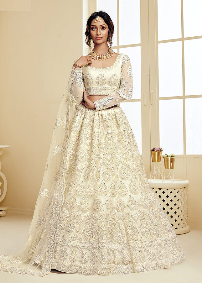 Offwhite Heavy Embroidered Lehenga