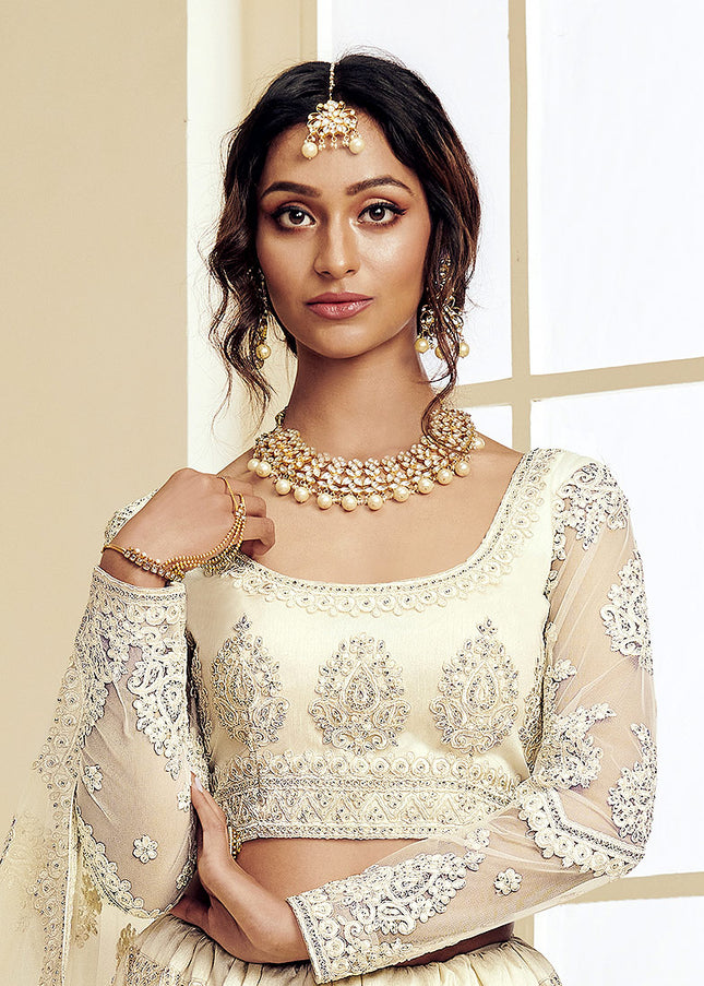 Offwhite Heavy Embroidered Lehenga