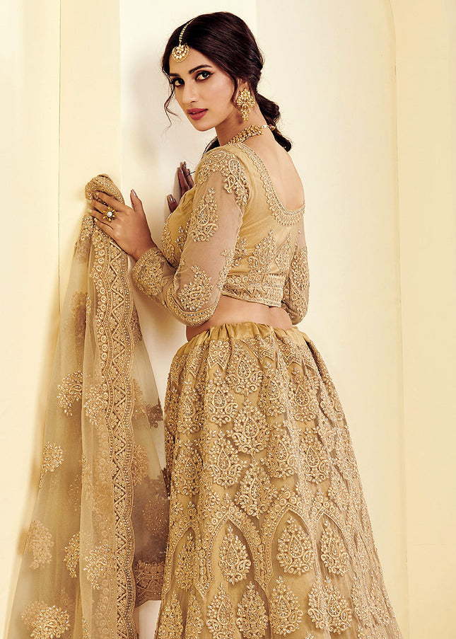 Goden Beige Heavy Embroidered Lehenga