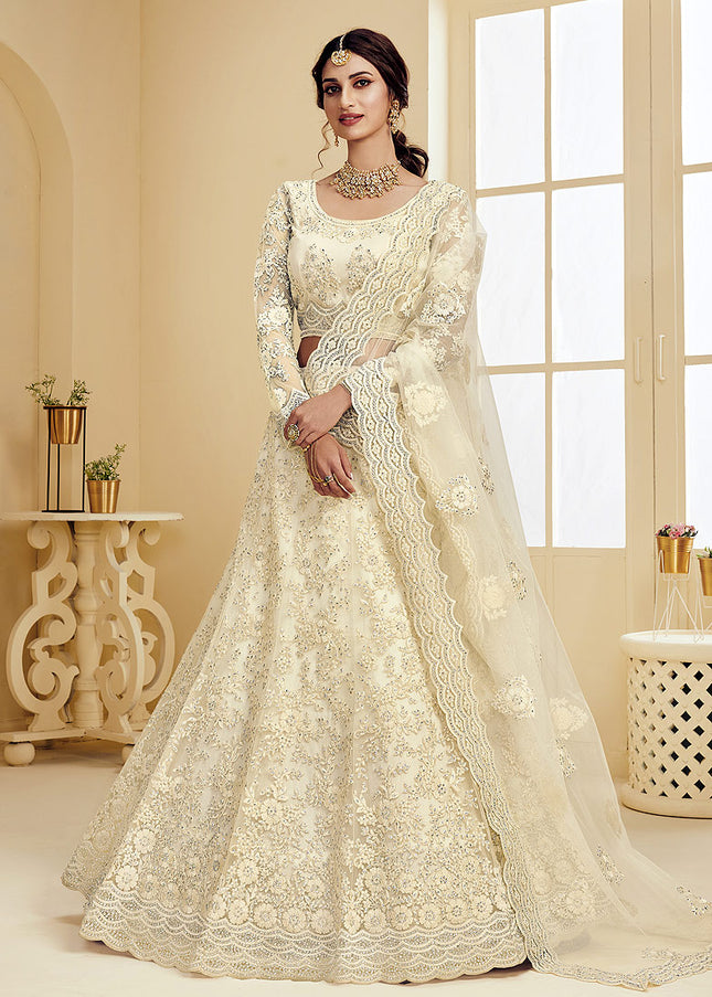 Offwhite Heavy Embroidered Lehenga