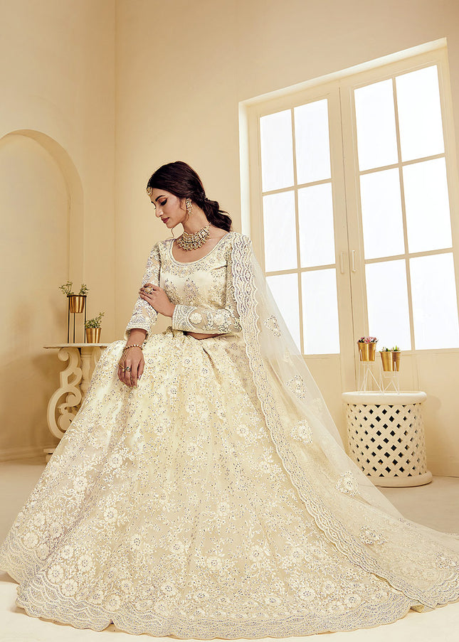 Offwhite Heavy Embroidered Lehenga